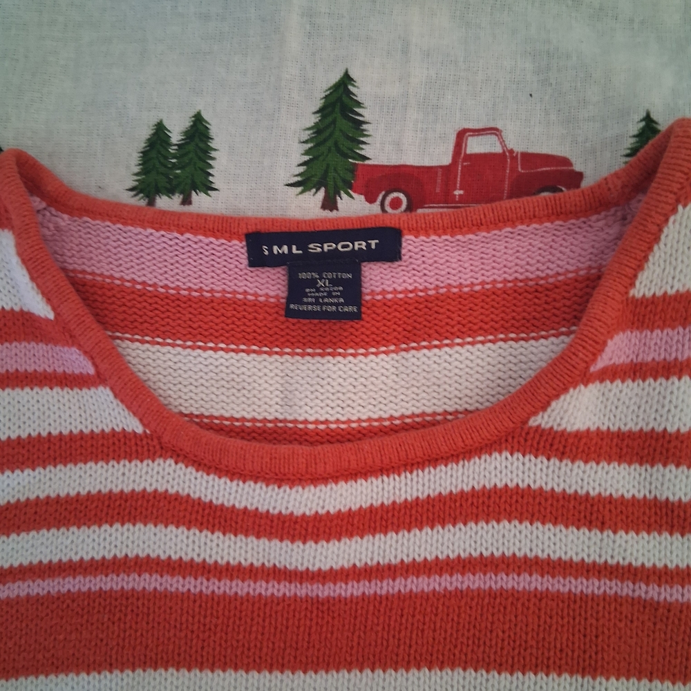 Vintage Pink And Coral SML Sport Women's Knitted Sweater Vest Size XL